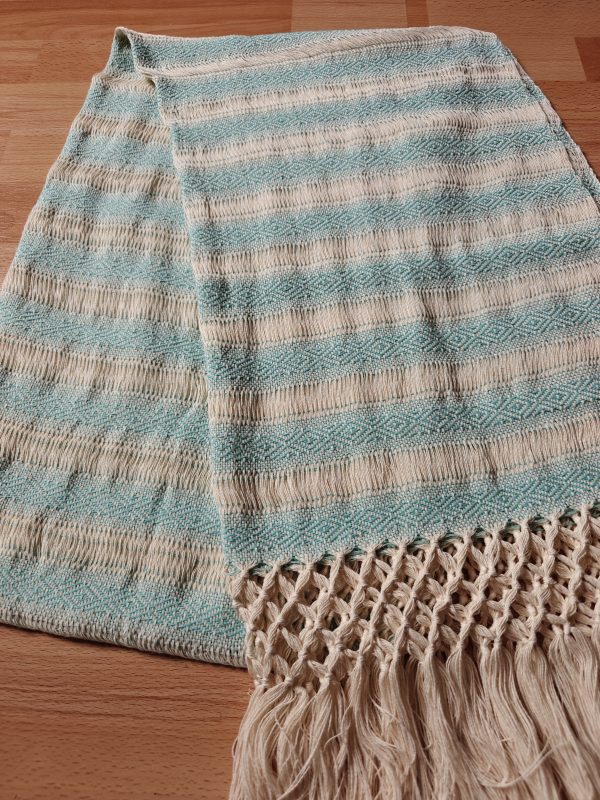 Open Weave Rebozo 2 meter diamond pattern on white weft - Image 14
