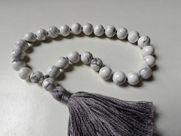 27 bead 8mm Howlite Mala on Silver-Grey Thread