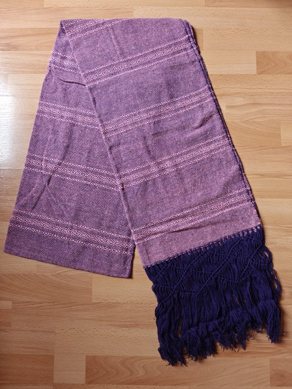 Close Weave Rebozos 2.7 meter Rhomboid pattern on purple weft - Image 10