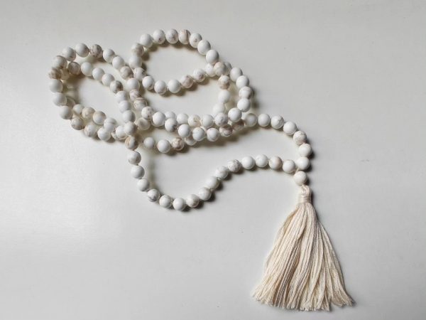 108 bead 8mm Matte Magnesite Mala on Cream Thread