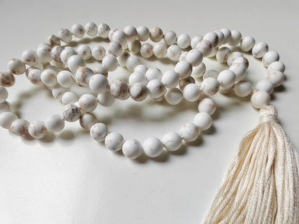 108 bead 8mm Matte Magnesite Mala on Cream Thread - Image 2