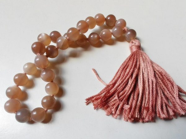 27 bead 8mm Peach Moonstone Mala - Image 5