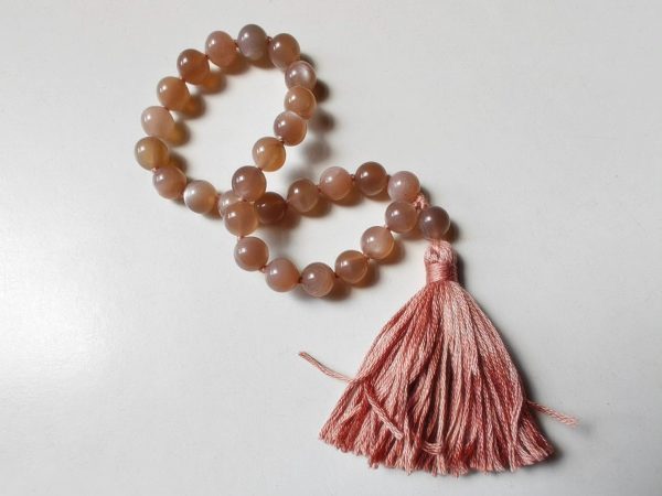 27 bead 8mm Peach Moonstone Mala