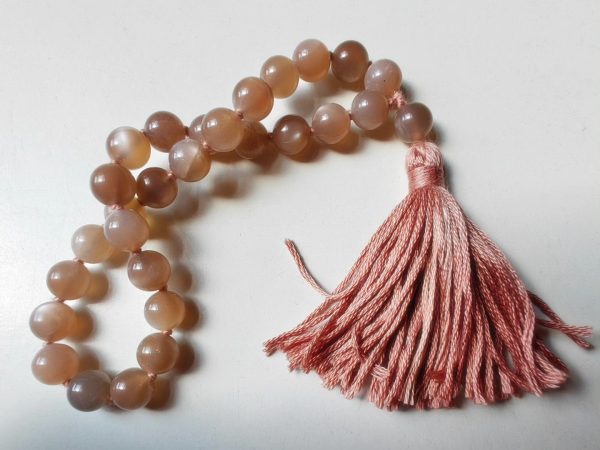 27 bead 8mm Peach Moonstone Mala - Image 9