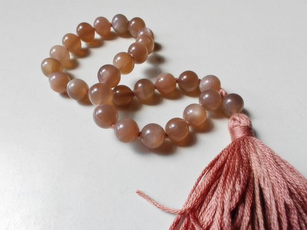 27 bead 8mm Peach Moonstone Mala - Image 7