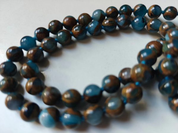 108 bead 8mm Aqua Blue Mosaic Chalcedony Quartz - Image 10