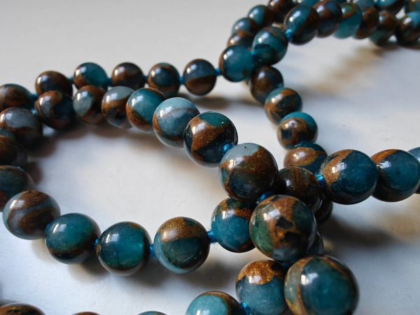 108 bead 8mm Aqua Blue Mosaic Chalcedony Quartz - Image 7