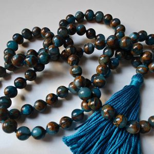108 bead 8mm Aqua Blue Mosaic Chalcedony Quartz