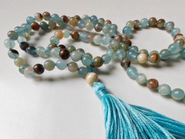 108 bead 6mm Argentinian Blue Lemurian Aquatine Calcite Mala - Image 5