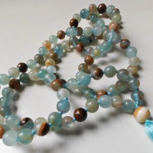 108 bead 6mm Argentinian Blue Lemurian Aquatine Calcite Mala