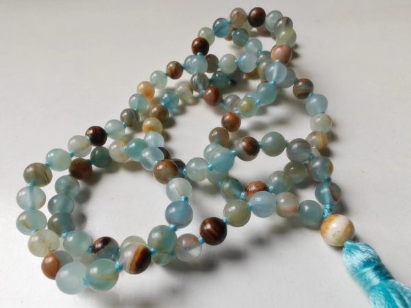 108 bead 6mm Argentinian Blue Lemurian Aquatine Calcite Mala