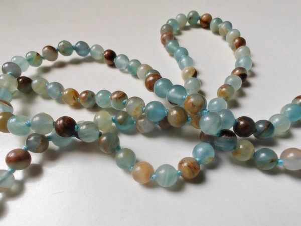 108 bead 6mm Argentinian Blue Lemurian Aquatine Calcite Mala - Image 8