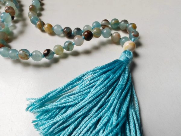 108 bead 6mm Argentinian Blue Lemurian Aquatine Calcite Mala - Image 4