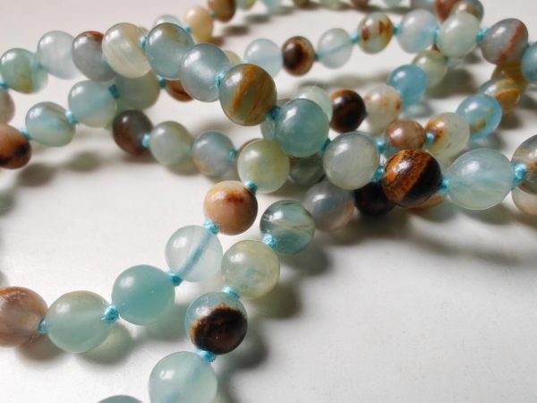 108 bead 6mm Argentinian Blue Lemurian Aquatine Calcite Mala - Image 6