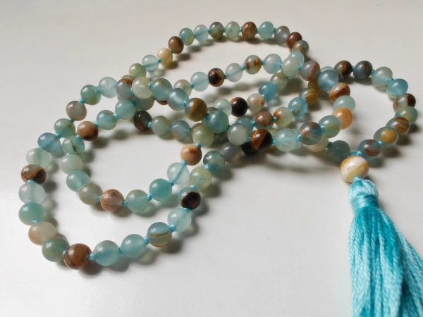 108 bead 6mm Argentinian Blue Lemurian Aquatine Calcite Mala - Image 3