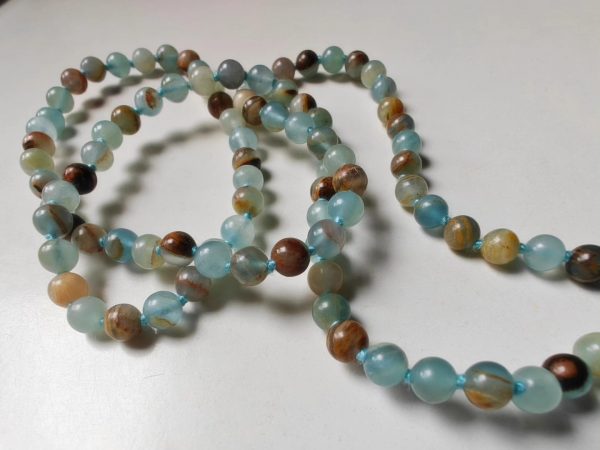 108 bead 6mm Argentinian Blue Lemurian Aquatine Calcite Mala - Image 7