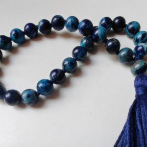 27 bead 8mm Stormy Navy Blue Imperial / Sea Sediment Jasper Mala