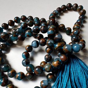 108 bead 8mm Aqua Blue Mosaic Chalcedony Quartz