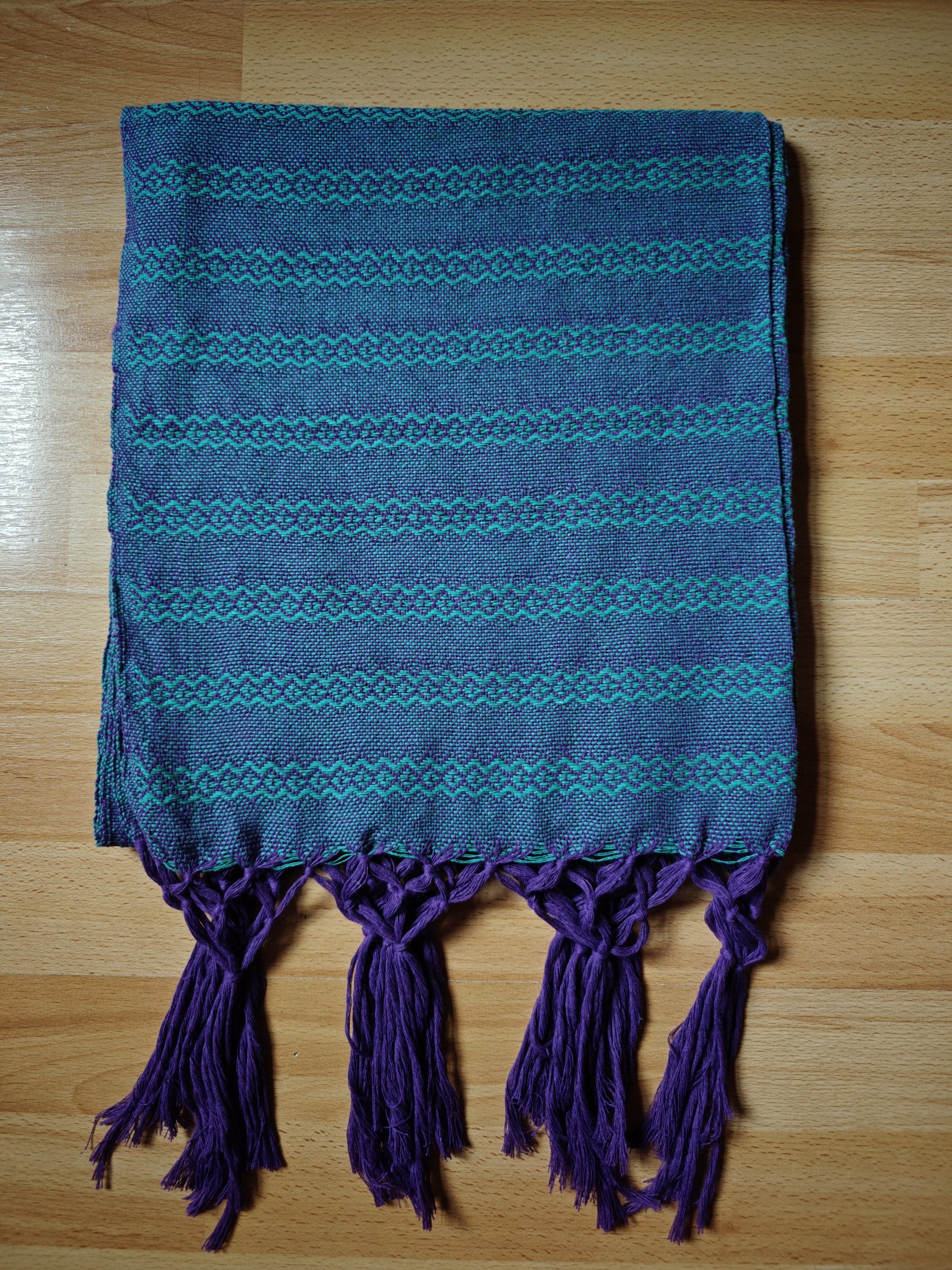 Close Weave Rebozos 3 meter Rhomboid pattern w/ simpler tassels - Image 5