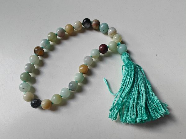 27 bead 8mm Amazonite Mala on Sea-Green Thread - Image 7
