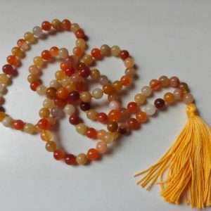 108 bead 8mm Golden Jade Mala on Yellow Thread