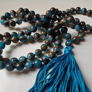108 bead 8mm Aqua Blue Mosaic Chalcedony Quartz - lower grade