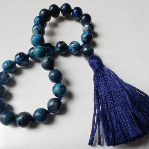27 bead 8mm Stormy Navy Blue Imperial / Sea Sediment Jasper Mala - lower grade