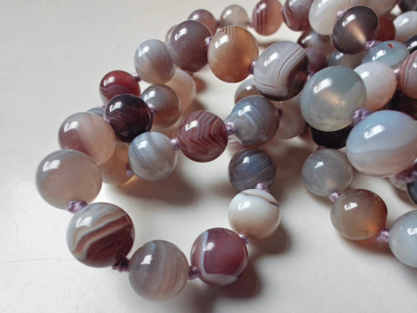 108 bead 8mm Botswana Agate Mala - Image 7