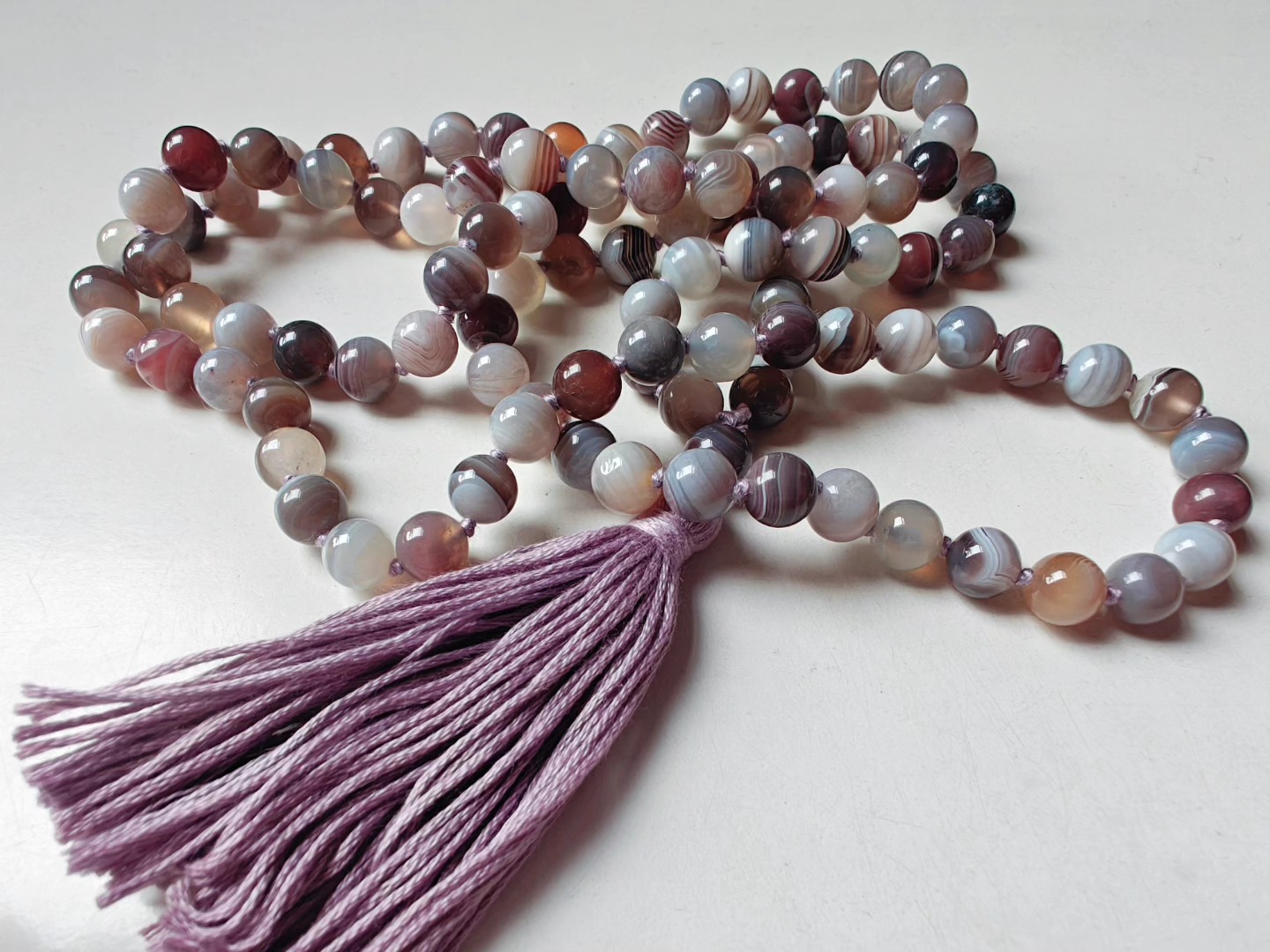 108 bead 8mm Botswana Agate Mala - Image 6
