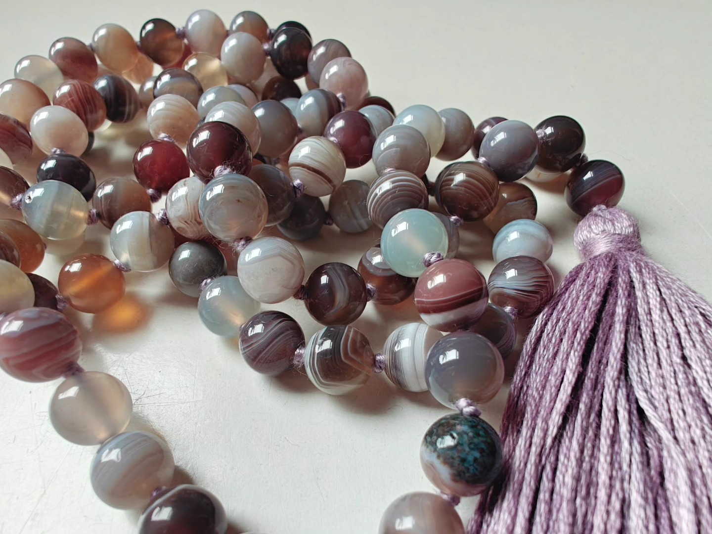 108 bead 8mm Botswana Agate Mala - Image 16
