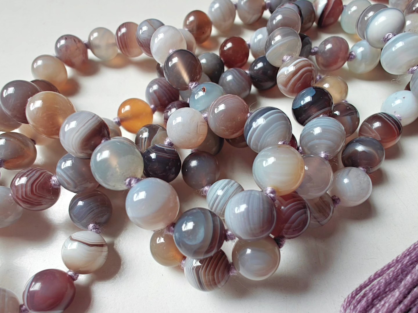 108 bead 8mm Botswana Agate Mala - Image 12