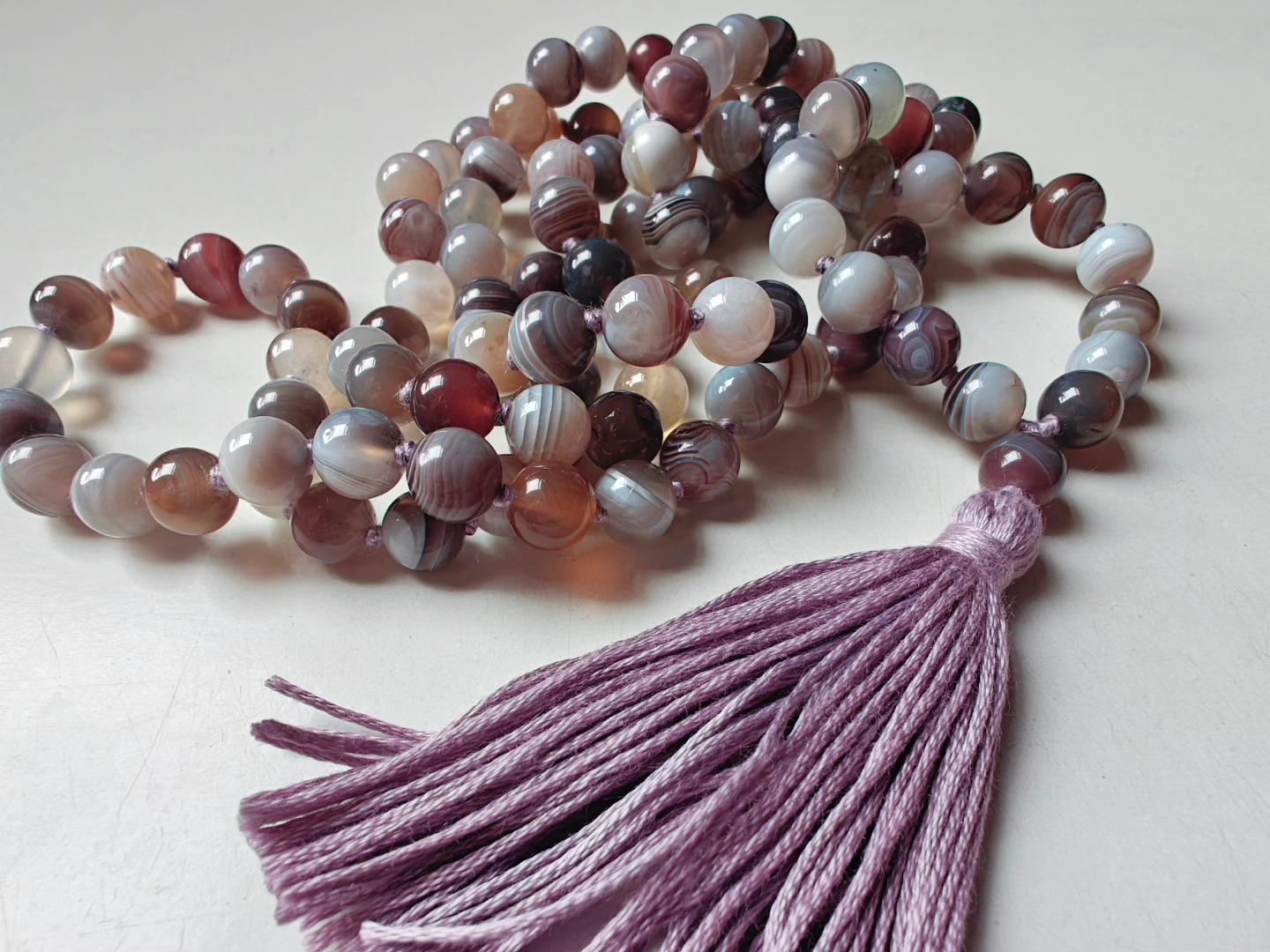 108 bead 8mm Botswana Agate Mala