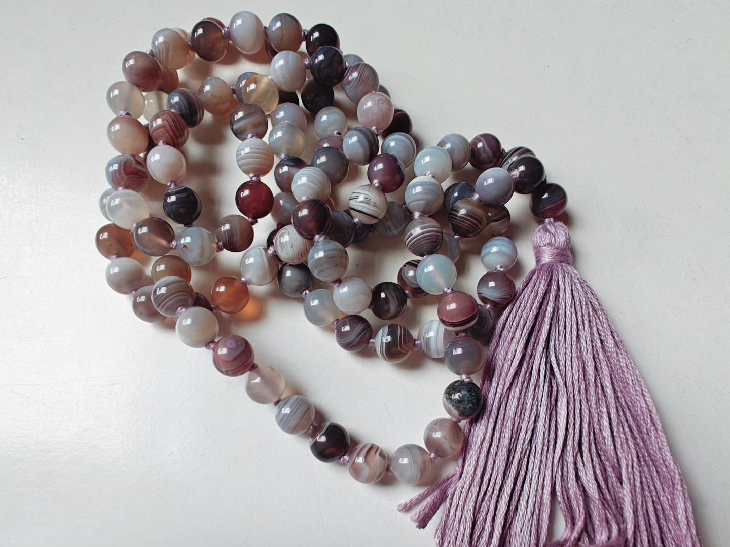 108 bead 8mm Botswana Agate Mala - Image 13