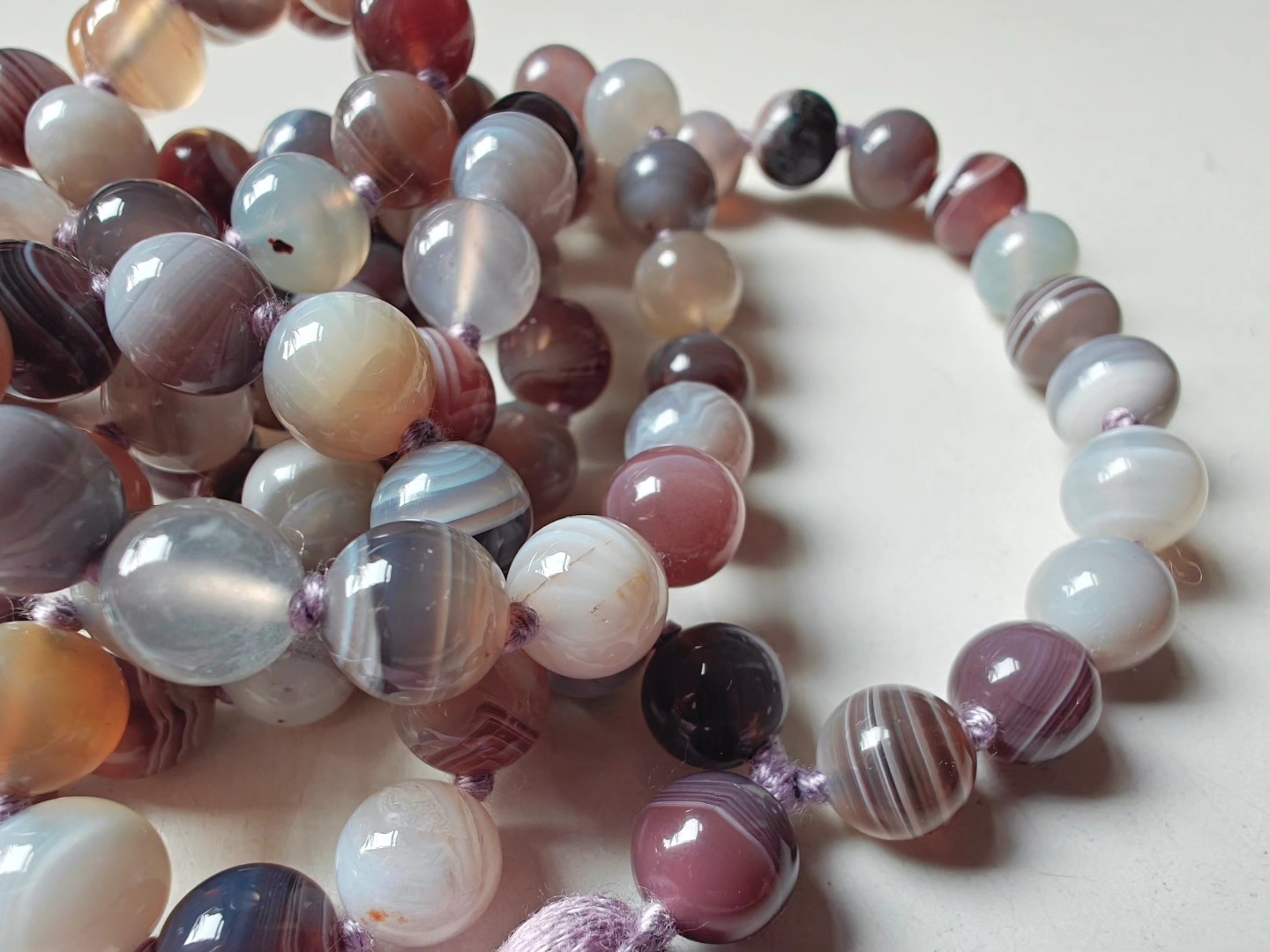108 bead 8mm Botswana Agate Mala - Image 15