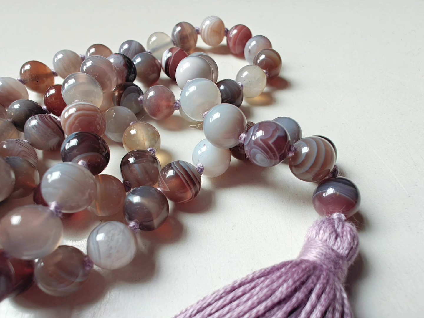 108 bead 8mm Botswana Agate Mala - Image 11