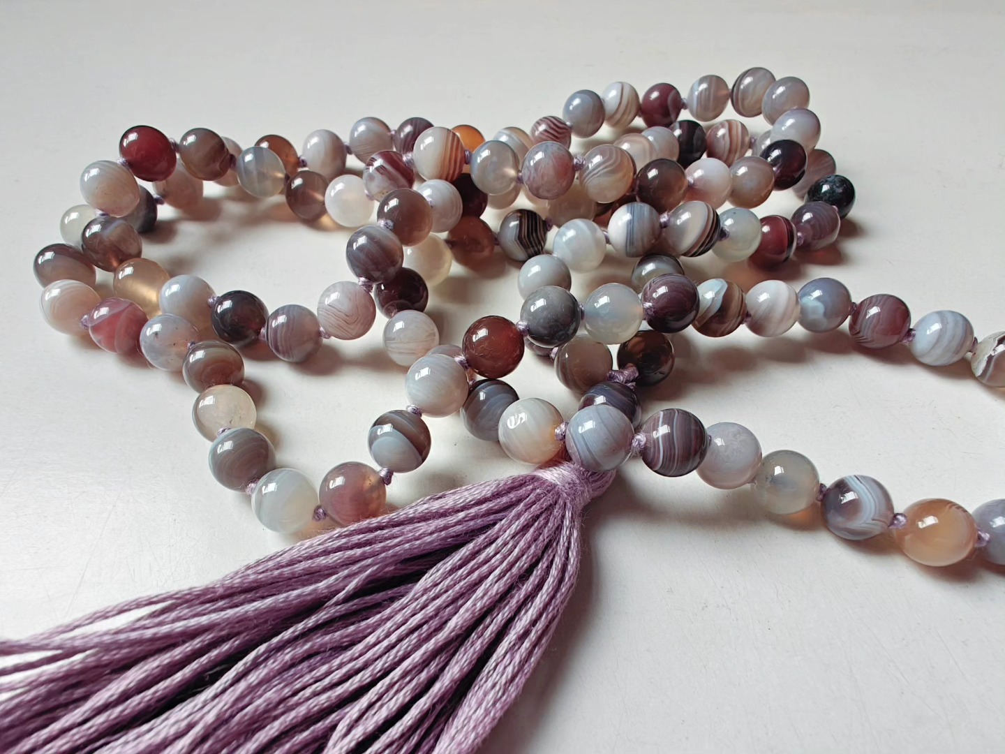 108 bead 8mm Botswana Agate Mala - Image 9