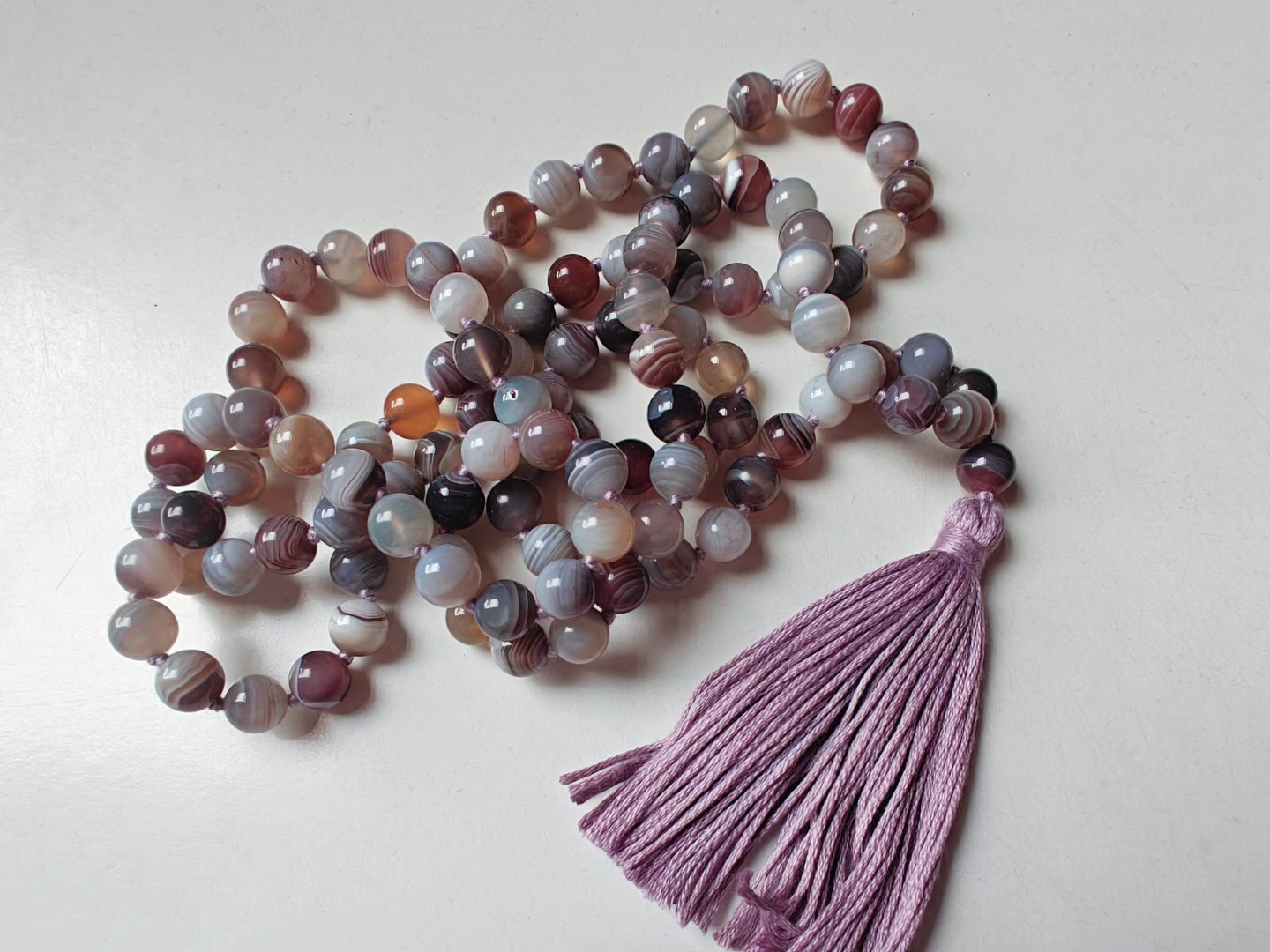 108 bead 8mm Botswana Agate Mala - Image 2