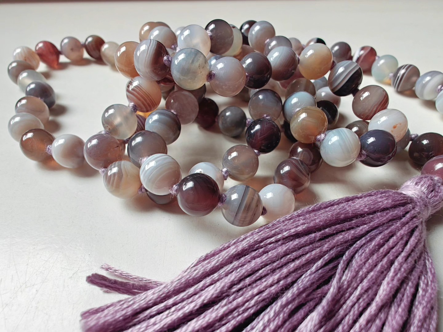 108 bead 8mm Botswana Agate Mala - Image 14