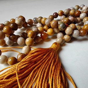 108 bead 8mm Agatized Fossil Coral Mala
