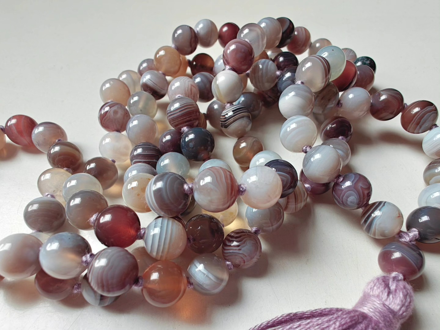 108 bead 8mm Botswana Agate Mala - Image 17