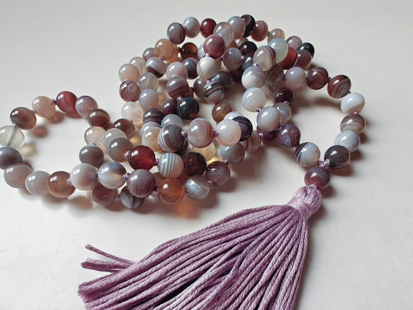 108 bead 8mm Botswana Agate Mala - Image 5