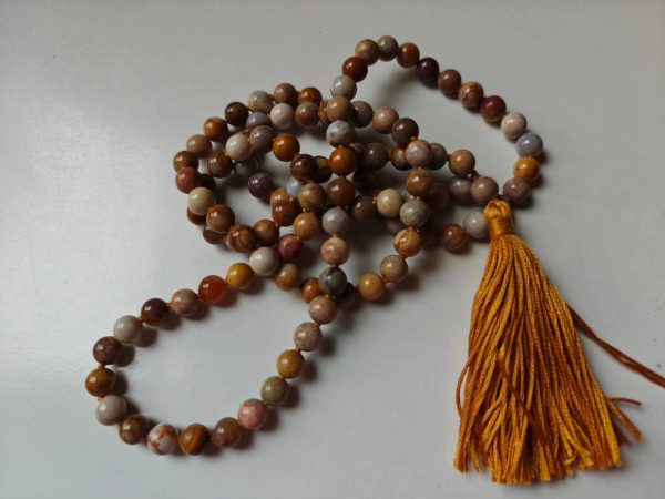 108 bead 8mm Agatized Fossil Coral Mala - Image 16