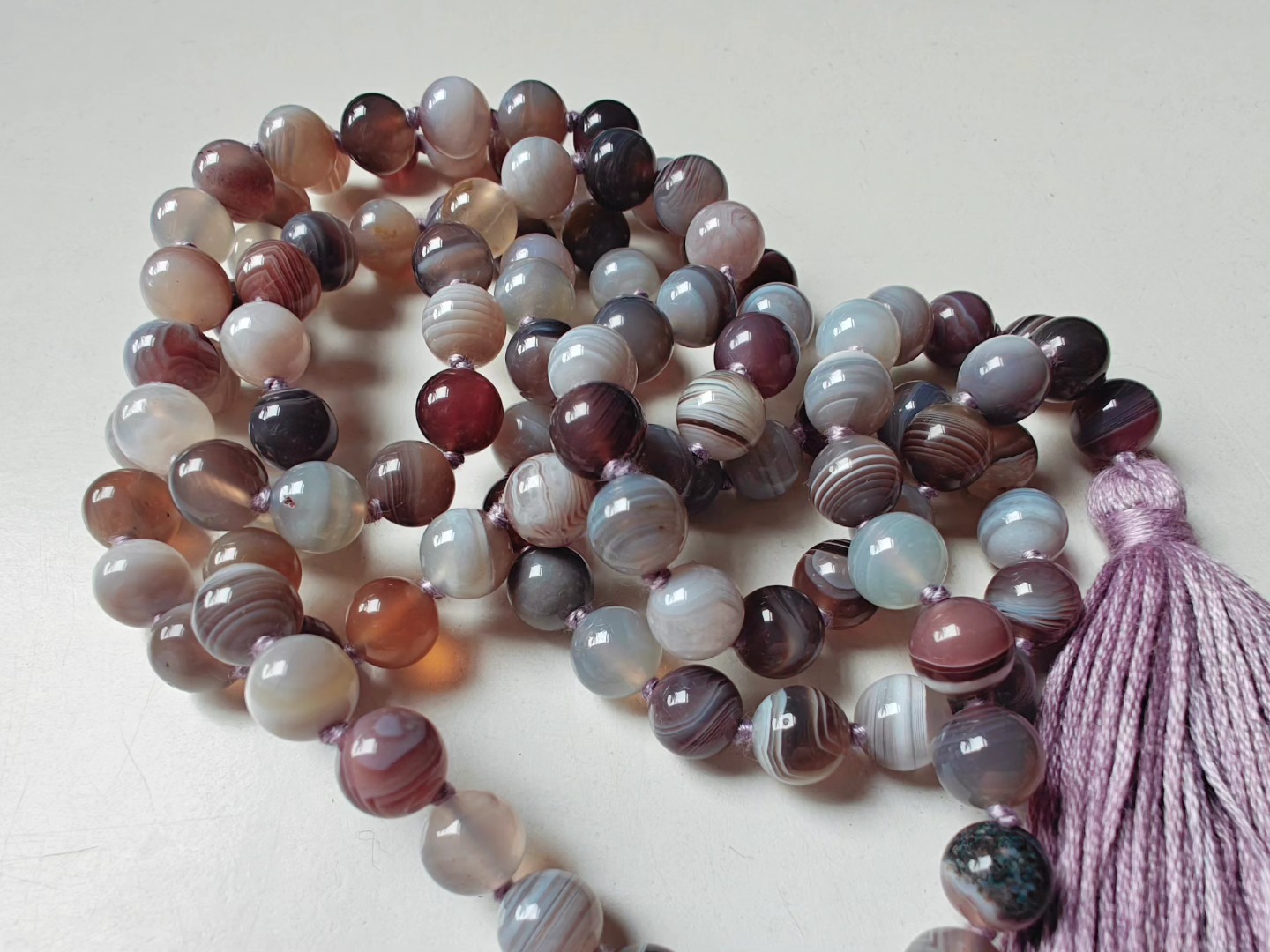 108 bead 8mm Botswana Agate Mala - Image 10
