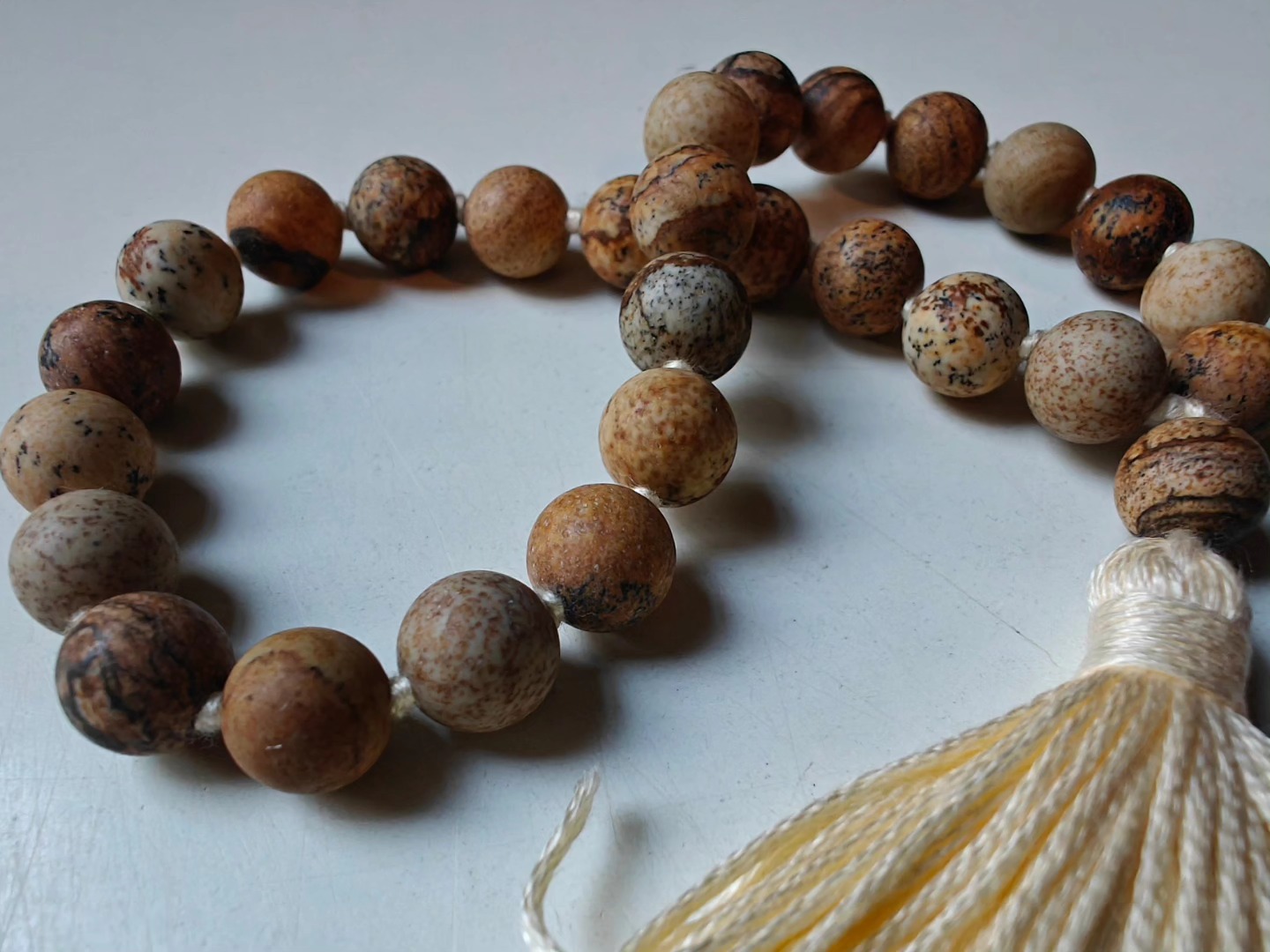 27 bead 8mm Matte Picture Jasper Mala - Image 6