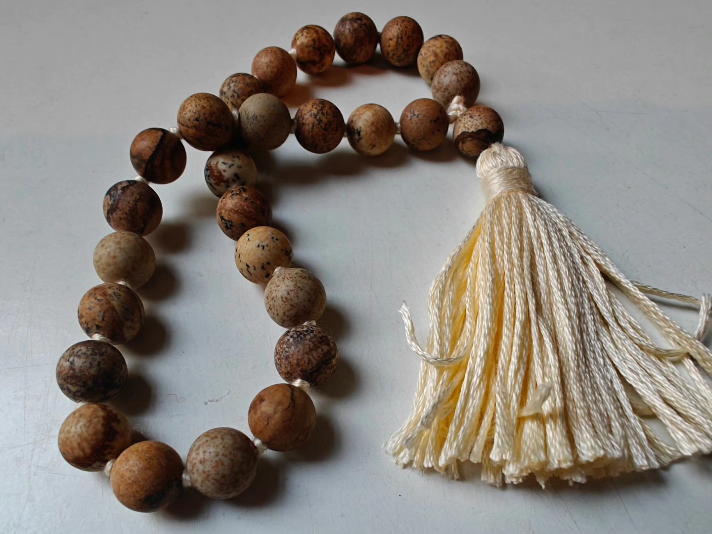 27 bead 8mm Matte Picture Jasper Mala