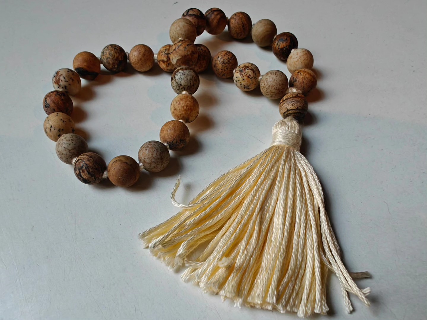 27 bead 8mm Matte Picture Jasper Mala - Image 4