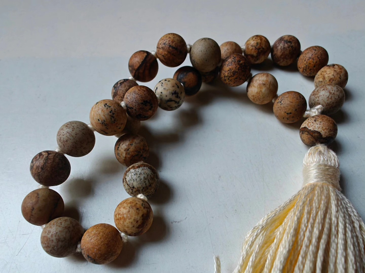 27 bead 8mm Matte Picture Jasper Mala - Image 8
