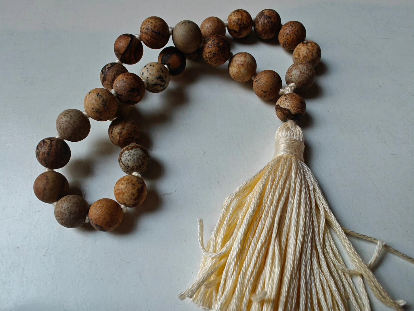 27 bead 8mm Matte Picture Jasper Mala - Image 3