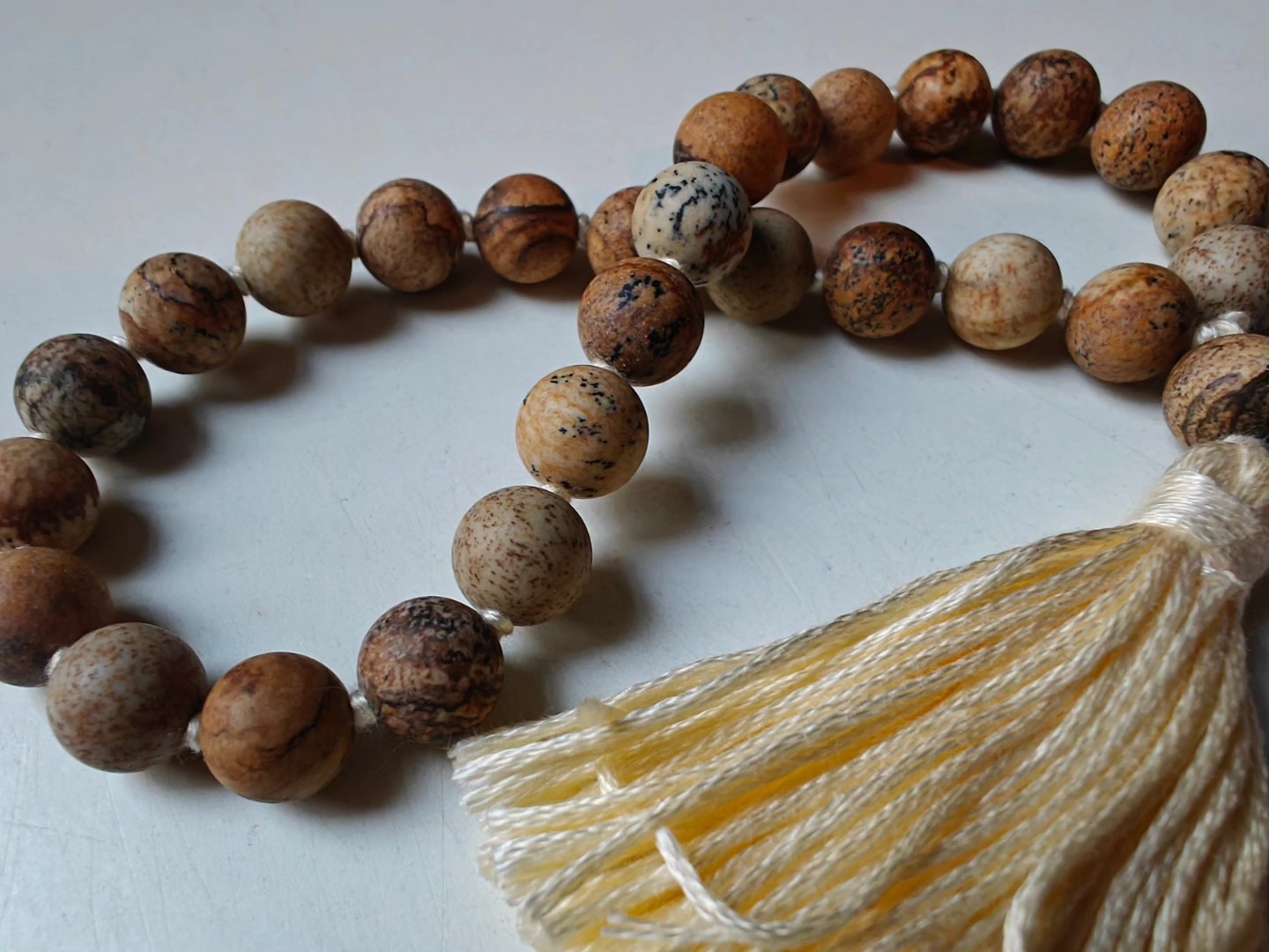 27 bead 8mm Matte Picture Jasper Mala - Image 9