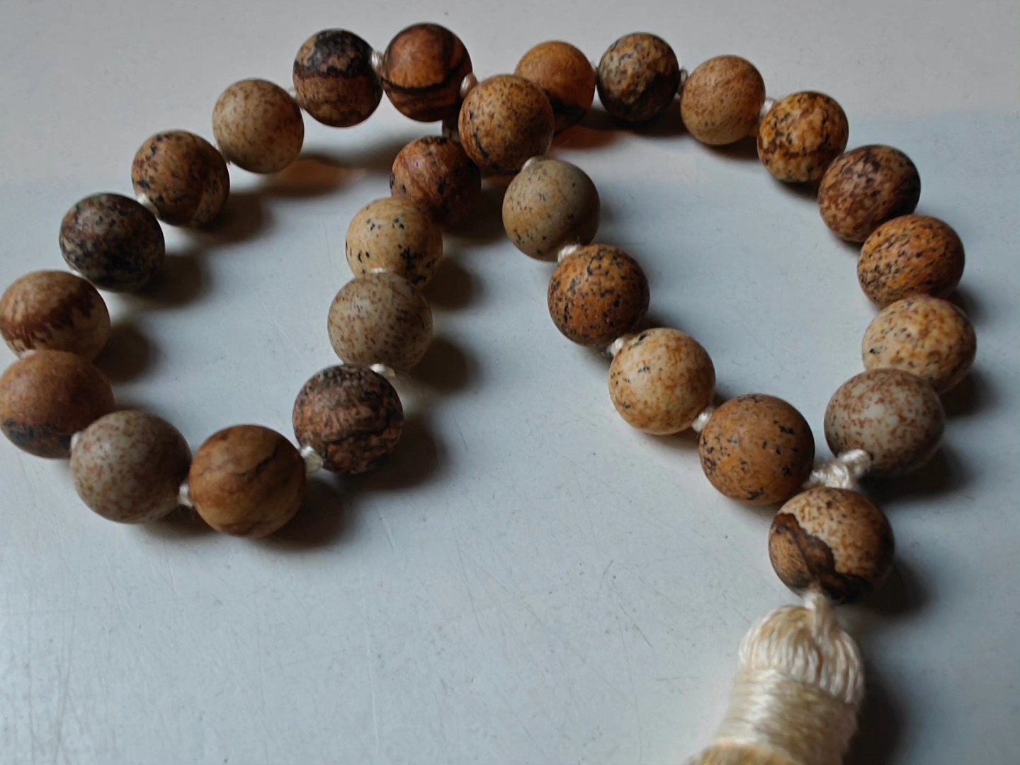 27 bead 8mm Matte Picture Jasper Mala - Image 7